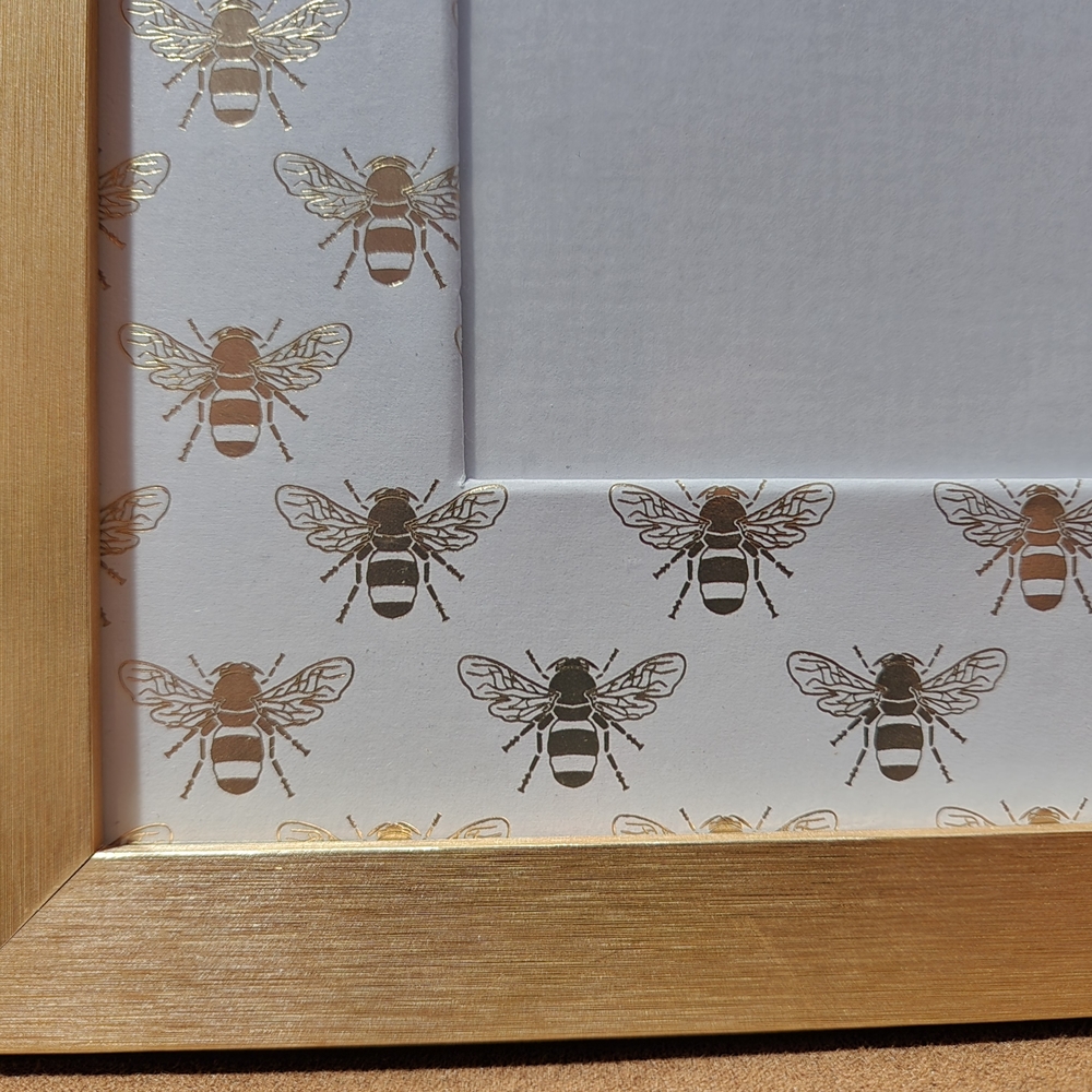 Gold Foil Bees Photo Mat + Frame: Cottagecore 5x7 Insert for 8x10 Frame | Boho